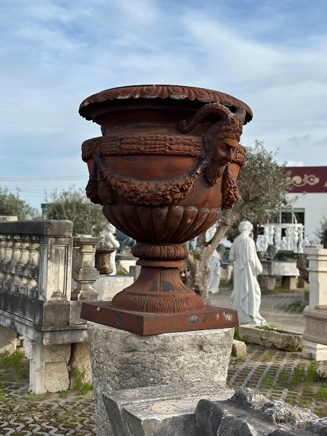 Large Iron Vases - Pair