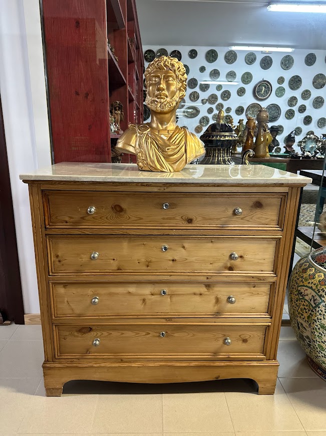 Cone Wood Dresser with Marble Top